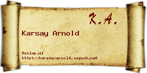 Karsay Arnold névjegykártya